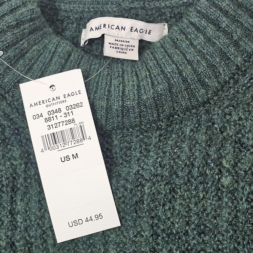 American Eagle Sweater Womens Sz M Green Stretchy Slouchy Comfy NWT - Picture 6 of 9